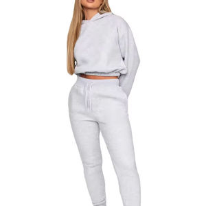 Nouveaux designs, sweat-shirt décontracté à capuche personnalisé, pantalon de survêtement uni, 100% coton molletonné 380g, ensemble deux pièces pour femmes, coupe régulière - Product Image 6