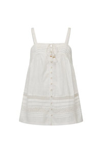 Boho Chic Blanc Coton Dentelle Sangle Top 100% Coton Respirant Floral Vintage Motif Simple Cousu Conception pour Noël ODM - Product Image 4