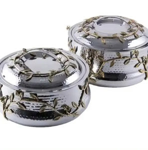 Luxury Hammered Casserole With Leaf Design Ideal for Upscale Wedding Celebrations and Restaurant Catering Top Quality Cookware - Product Image 1