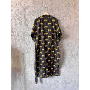 Robe Kimono Bohème en Coton Faite Main à Imprimé Bloc, Peignoir Doux Tissé avec Taille Élastique, Taille XS Familiale pour Vêtements d'Intérieur Printaniers ODM - Product Image 5