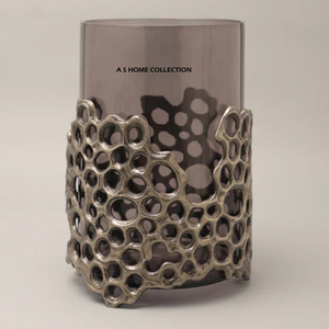 Jarrón de Flores de Diseño Personalizado con Hojas de Metal Dorado, Centro de Mesa de Aluminio Hecho a Mano para Decoración de Bodas - Product Image 4