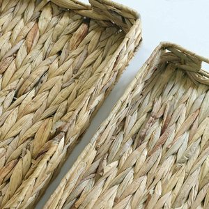 Round Wicker <b>Basket</b> Tray for Coffee <b>Table</b> Centerpieces, Seagrass Woven Serving Trays, Hyacinth Rattan Tray for Kitchen Counter(S - Product Image 6