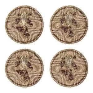 Sous-verres en perles de rocaille faites à la main de l'Inde ensembles de sous-verres à broderie astucieuse tapis et tampons - Product Image 1