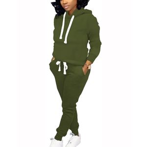 Survêtement d'entraînement deux pièces de haute qualité pour femmes ensemble de pantalons de survêtement motif solide techniques lavées prix de gros pour l'hiver - Product Image 3