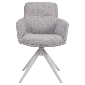Sedia da <span class=keywords><strong>Cucina</strong></span> Girevole Contemporanea Rivestita in Morbido Tessuto Grigio, Meccanismo di Rotazione a 360 Gradi, Telaio in Metallo Nero Resistente - Product Image 1