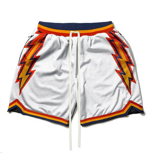 Pantalones cortos de malla High Street Hip-Hop Último ajuste relajado Venta al por mayor Malla de poliéster Hombres Pantalones cortos de baloncesto personalizados para hombres Servicio OEM - Product Image 3