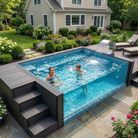 Piscine hors sol en fibre de verre avec grande fenêtre en verre acrylique personnalisable, pour extérieur, jardin, villa, complexe hôtelier, 20FT 40FT