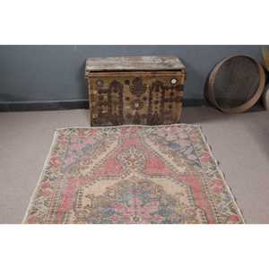 Turkish Rug, Area 4.2x6.8 ft Vintage Rug, <b>Red</b> Floral <b>Wool</b> Rug - Product Image 4