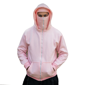 Sudaderas con capucha de pasamontañas de alta calidad Color rosa claro con cremallera hasta manga larga cálido invierno pasamontañas sudaderas con capucha - Product Image 1