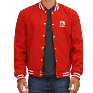 Veste Letterman 100% coton de haute qualité pour hommes nouveau Design couleur unie à capuche col montant chaud hiver Streetwear Logo avant - Product Image 1