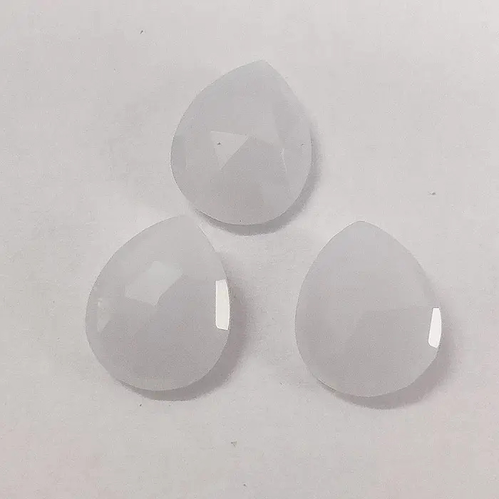 Kalsedon alami 13x12mm pir briolette 6 cts cahaya tembus cahaya biru air mata bentuk tetesan untuk liontin batu permata longgar kualitas bagus