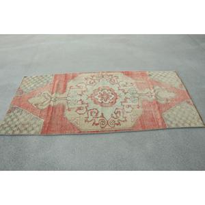 Tapis turc vintage, tapis de 3,1x6,8 pieds, tapis persan à accents rouges - Product Image 2