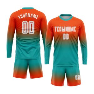 Kids Men Sublimated Long Sleeve Soccer <b>Jersey</b> <b>Short</b> Sets Breathable Custom Team Football Uniforms - Product Image 4