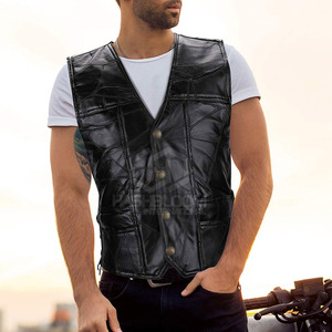 Chaleco informal profesional de invierno para hombre, grueso, cómodo, transpirable, de cuero, con cuello en V y botones, colores personalizados e impresión de logotipo - Product Image 4