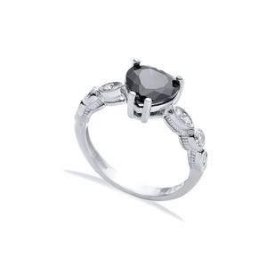 Elegant <b>Black</b> CZ <b>Stone</b> Heart Shape Cluster <b>Silver</b> <b>Ring</b> Wholesale Handcrafted 925 Sterling <b>Silver</b> Jewelry - Product Image 5