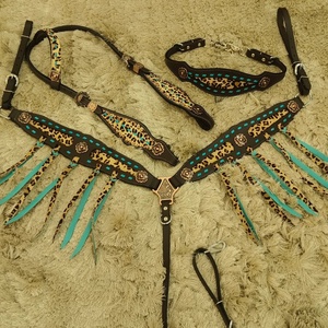 Ensemble de clous de cheval en cuir de luxe de qualité supérieure pour collier de poitrine saisonnier et têtière de cheval de trait occidental avec logo personnalisé - Product Image 6