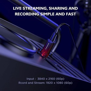 Mini-HDMI-zu-USB-Capture-Karte 1080p60 für Twitch YouTube Streaming, 4K60-Eingang, OBS <span class=keywords><strong>VLC</strong></span> Plug-and-Play - Product Image 4