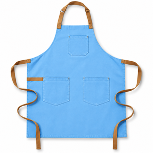 Tablier classique jaune écologique sans manches avec plusieurs poches pour la cuisine et l'usage quotidien, style tissé en coton - Product Image 5