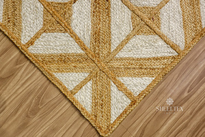 Alfombra Tula Alfombra de lana moderna hecha a mano Elementos terrosos Alfombra de yute con tonos naturales Alfombra de piso de retiro para uso doméstico - Product Image 4