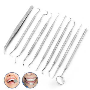 Kit de Examen Dental Portátil de 10 Piezas, Espejo Dental de Acero Inoxidable, Sonda, Raspador, Instrumentos para el Cuidado Dental - Product Image 1