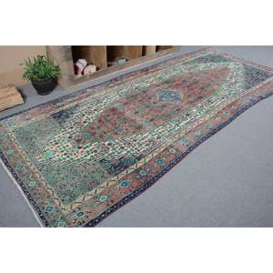 Grand tapis en laine rectangulaire turc vintage traditionnel rouge bleu Patchwork 4.4x11 pieds tapis de couloir en latex Design abstrait pour - Product Image 5