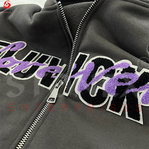 Sweats à capuche en éponge française de haute qualité pour hommes personnalisés avec fermeture éclair en chenille brodée Active Regular Wear à bas prix pour l'hiver - Product Image 2