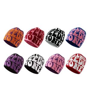 Venta al por mayor Y2K acrílico esquí Jacquard Beanie Hat con logotipo personalizado todo el estampado de punto de invierno sombrero para hombres y mujeres para los deportes - Product Image 3