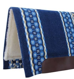 Diseño del fabricante Premium Western Blue Saddle Pad Nueva Zelanda Lana Fieltro Algodón Parche de cuero New Fleece-Vardhman Wholesale - Product Image 2
