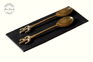 Stainless steel <b>gold</b> finish <b>serving</b> <b>spoon</b> set with decorative brass handles for elegant dining festive <b>serving</b> and stylish - Product Image 3
