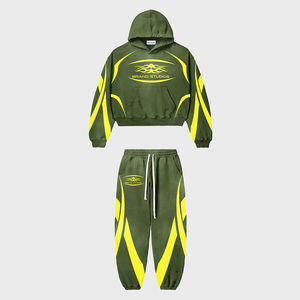 Ensemble survêtement personnalisé de dernière génération 2025, 420 g/m², imprimé en relief, pantalon de survêtement à pattes évasées, sweat-shirt à capuche, ensembles de survêtement pour hommes - Product Image 4