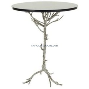 Branches concevant une base en aluminium argenté avec dessus en marbre noir Table basse de luxe de designer unique faite à la main pour la décoration de meubles - Product Image 1