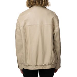 OEM ODM personalizado chaqueta de bombardero de cuero para hombre y mujer con logotipo bordado impresión moda Casual prendas de vestir exteriores proveedor - Product Image 5