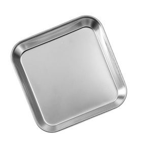 Assiette carrée Liangpi vermicelle en acier inoxydable cuite à la vapeur Barbecue assiette plate domestique assiette commerciale carrée - Product Image 1