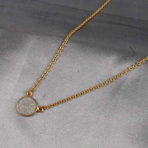 Gargantilla fina chapada en oro, collar Druzy plateado de 18 pulgadas, 4,87 gramos - Product Image 4