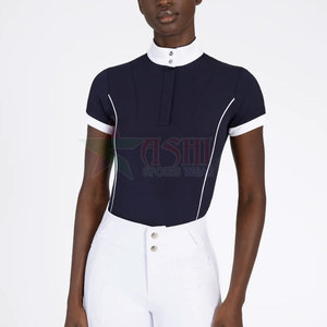 Chemise d'équitation pour femmes, fabriquée en usine, pour concours hippique - Étiquette privée personnalisée, spandex/polyester, imperméable et coupe-vent - Product Image 1