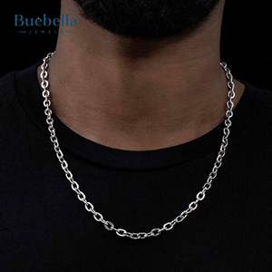 Venta caliente de alta calidad 925 Plata 14K chapado en oro 5mm collar de cadena Rolo para hombres collar de moissanita - Product Image 1