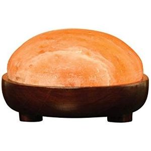 Lámpara de cuenco de sal rosa del Himalaya con medias cúpulas talladas, decoración sofisticada para el hogar, Base de madera Natural con brillo cálido, artesanías naturales - Product Image 5