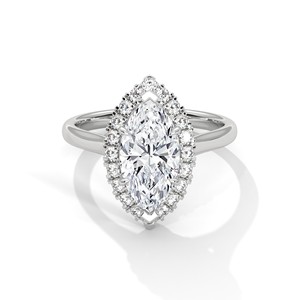 2.0ct Marquise Cut CZ Halo <b>Solitaire</b> <b>Ring</b> 925 Sterling <b>Silver</b> Engagement Band - Product Image 3