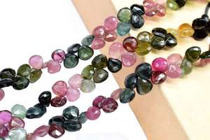 100% llegada Natural Multi turmalina facetada cuentas en forma de corazón turmalina Briollette cuentas para la fabricación de joyas - Product Image 2