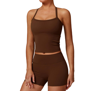 Ensemble de fitness avec logo personnalisé en gros pour entraînement, vêtements de sport pour femmes, vêtements de sport, survêtement à manches courtes, ensembles de yoga 2 pièces - Product Image 4