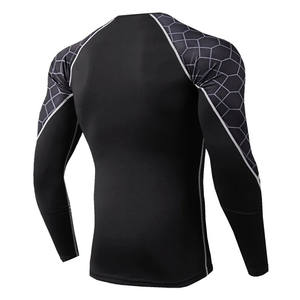 Crew Fitness Hombres de manga larga Rash Guard Último estilo formal BJJ Jiu Jitsu Camisa de compresión Tela de punto - Product Image 2