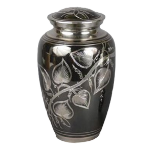 Classic American Style Engraved Brass Cremation Urn Premium Pure Metal Funeral Ashes Urn with Floral Design - Product Image 1