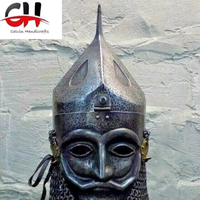 Casco Vikingo Medieval Normando de Acero Antiguo, Medio Enmascarado, con Armadura de Malla, Fundición a Presión 3D, para Año Nuevo Chino y Halloween, Negro