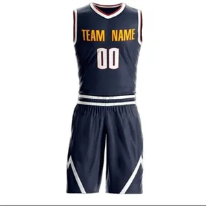Maglia basket uniforme sublimazione Design colore blu reversibili divise da basket per Unisex