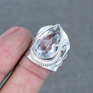 Anillo de piedra de cristal Chapado en plata de alta calidad para mujer, anillo de piedras preciosas de plata de latón de cristal, anillo Chapado en plata de aspecto increíble - Product Image 3