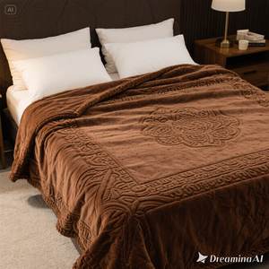 ผ้าห่มขนแกะเนื้อนุ่มหรูหราดีไซน์ลายนูนสีน้ำตาลอบอุ่นขนาดเดียว - Product Image 3