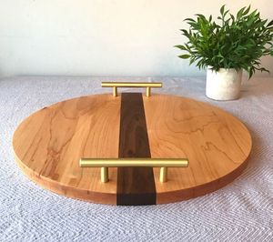 Bandeja de madera de diseño maravilloso para servir alimentos, bandeja de madera de gran tamaño con forma personalizada para accesorios de cocina a un precio atractivo - Product Image 5