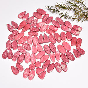 Par de thulita Rosa semipreciosa superventas, cabujón de piedras preciosas sueltas, cabujón de piedras preciosas sueltas lisas naturales a granel - Product Image 2