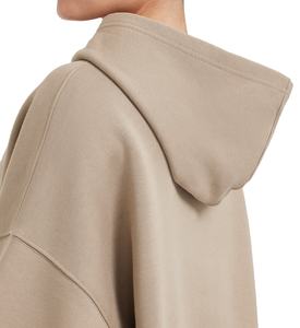 Ensemble décontracté deux pièces pour femme, couleur unie, avec logo, en molleton 240g, comprenant un sweat à capuche et un short au-dessus du genou, 100% coton, collection été 2026 - Product Image 3