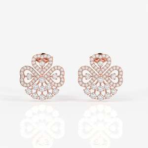 ต่างหูทองคำ 9k รูปโคลเวอร์ ประดับด้วยมอยส์ซาไนต์สุดเก๋ - Product Image 6